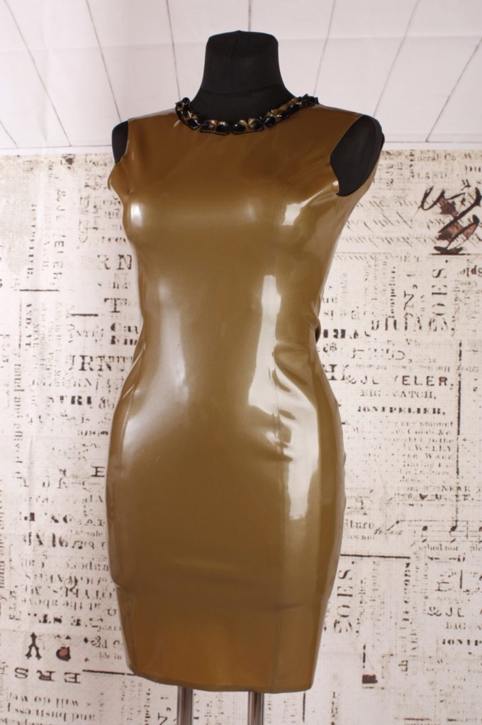 Latex Cocktailkleid mit Rüschen-Verzierung