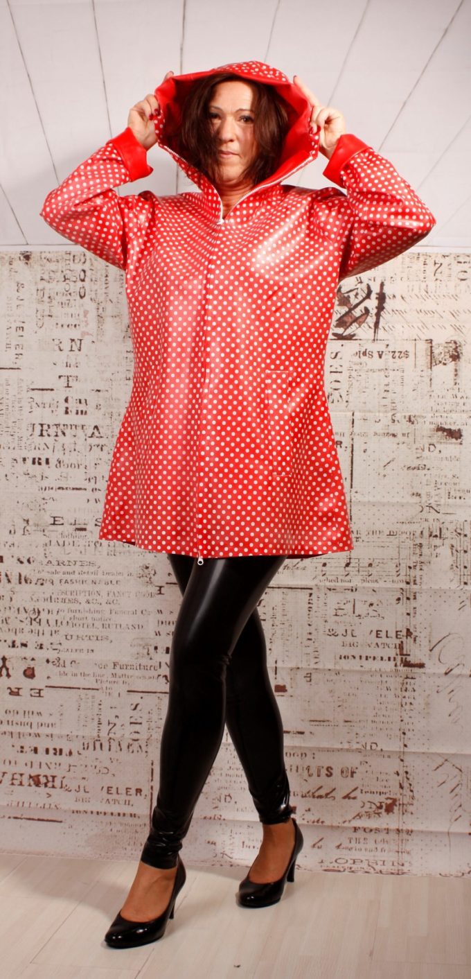 Damen Latex Regenjacke mit Colour Print