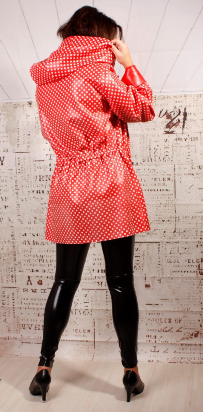 Damen Latex Regenjacke mit Kordel zum taillieren