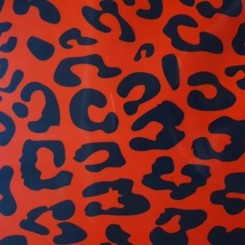 Latex-Meterware in Leopard Print Optik 0,40mm Rot / Schwarz 180 x 70 cm