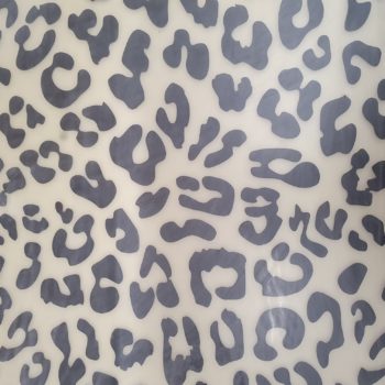 Latex-Meterware in Leopard Print Optik 0,40mm rauch transparent/schwarz  180 x 70 cm