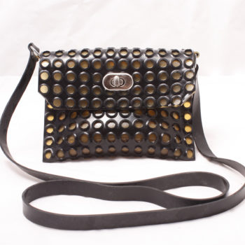 Latex Handtasche mit extravaganten Design in Schwarz/ Transparent
