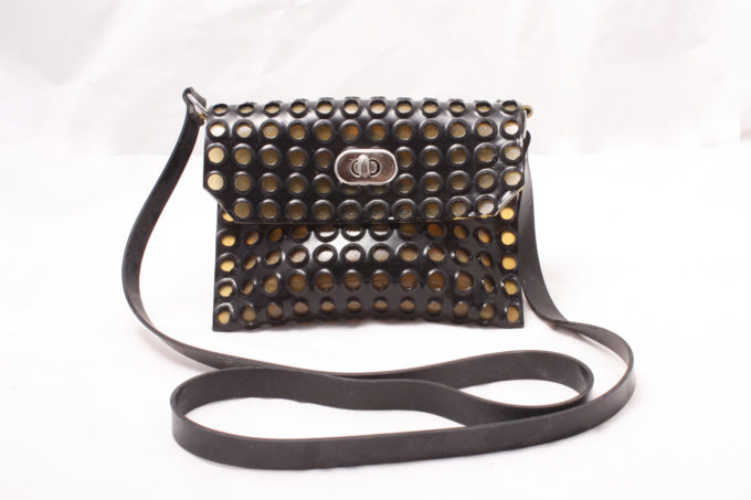 Latex Handtasche mit extravaganten Design in Schwarz/ Transparent