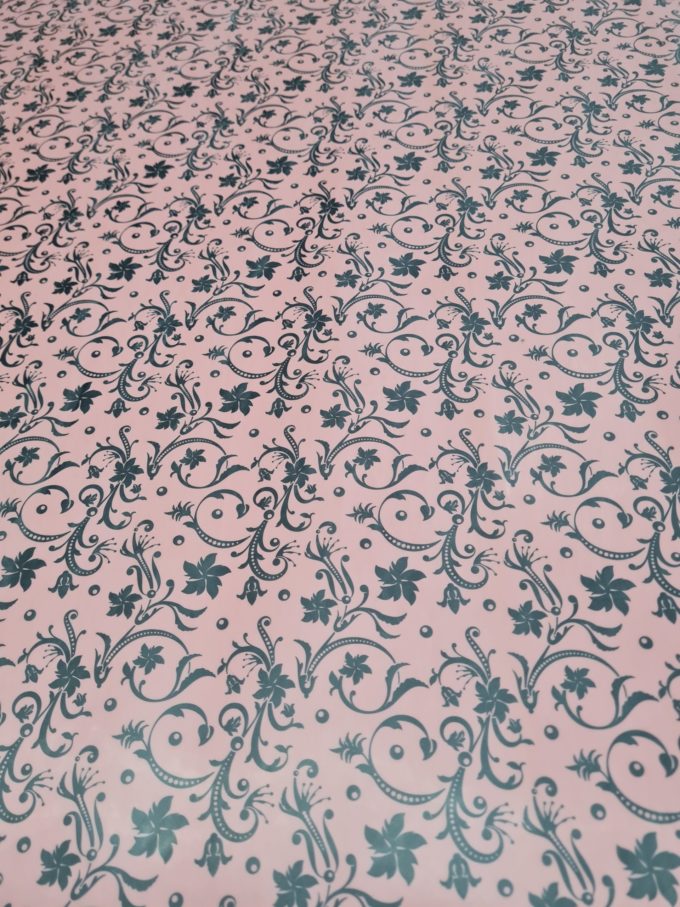 Latex-Meterware in Foral Printoptik , Baby Pink/Rosa  ca. 0,40m ,  180 x 70 cm